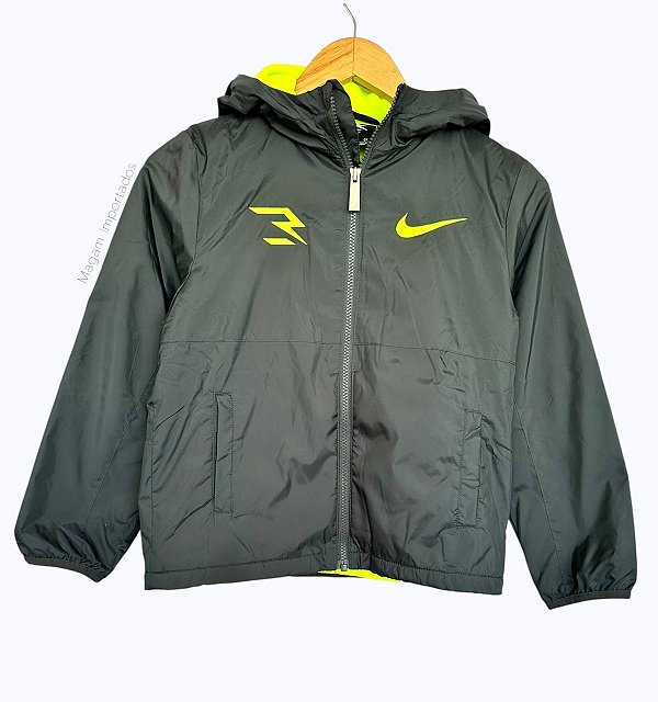 Jaqueta Infantil Impermeável com Capuz, Chumbo, Nike