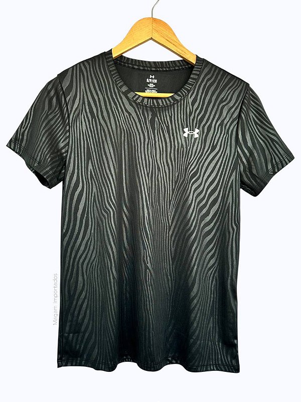 Camiseta Feminina Esportiva, Estampa Zebra Preta, Under Armour