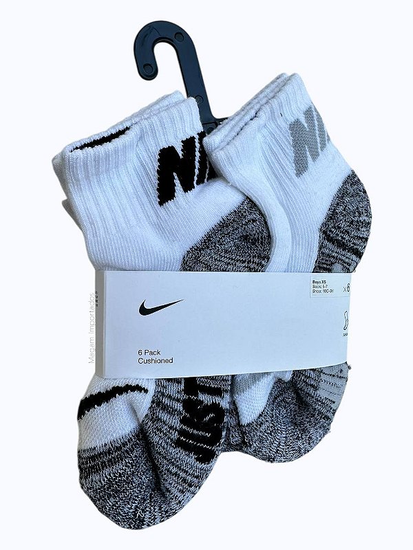 Kit com 6 Pares de Meias Cano Baixo, Tamanho 27 ao 34 BR, Nike