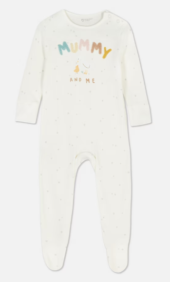 Macacão de Bebê, Off-White com Estrelinhas, Primark