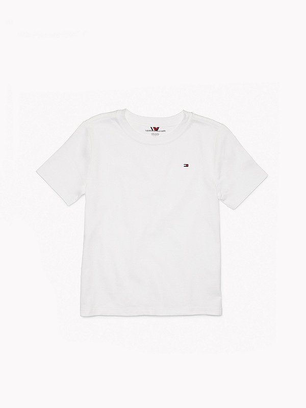 Camiseta Infantil, Branca com Logo Bordado, Tommy Hilfiger