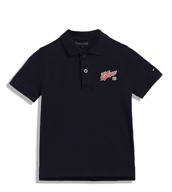 Camiseta Polo Infantil, Azul Marinho com Logo Hilfiger 85, Tommy Hilfiger