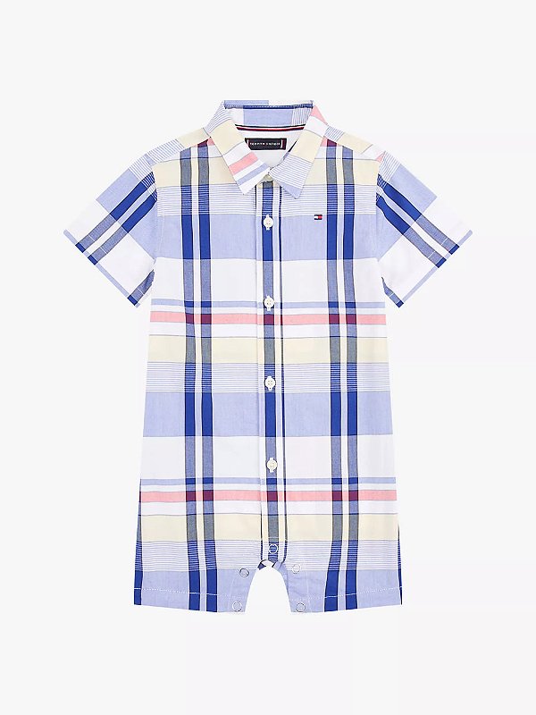 Macacão curto de bebê, Xadrez Multicolorido com Gola Polo, Tommy Hilfiger