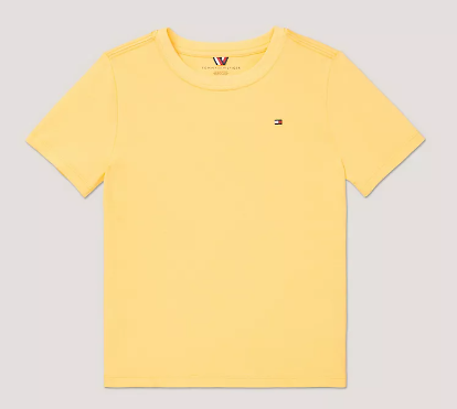 Camiseta Infantil, Amarela com Logo Bordado, Tommy Hilfiger