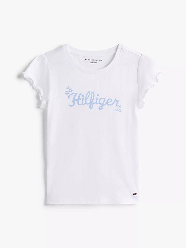 Camiseta infantil, Branca com Logo Hilfiger Azul, Tommy Hilfiger