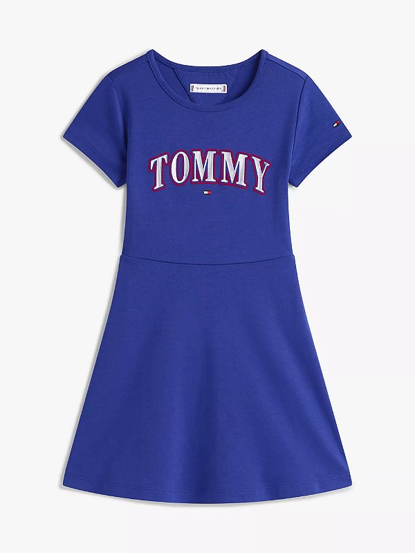 Vestido infantil, Azul com Logo Tommy Bordado, Tommy Hilfiger