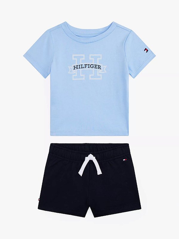 Conjunto infantil, Camiseta Azul Claro com Shorts Azul Marinho, Tommy Hilfiger