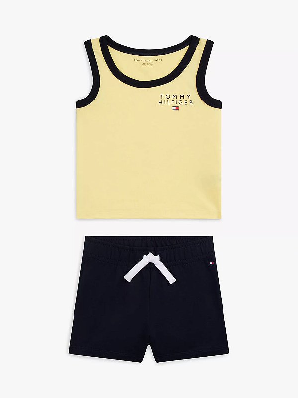 Conjunto infantil, Regata Amarela com Shorts Preto, Tommy Hilfiger