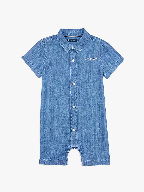 Macacão curto de bebê, Jeans com Logo Hilfiger Bordado, Tommy Hilfiger
