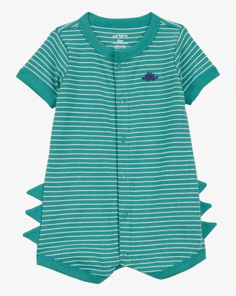 Macacão curto de bebê, Romper, Verde Listrado Dinossauro, Carter's