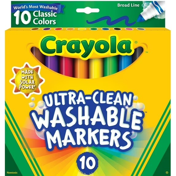 Canetinhas Hidrográficas Laváveis, Ultra-Clean Washable Markers, 10 Cores Clássicas, Crayola