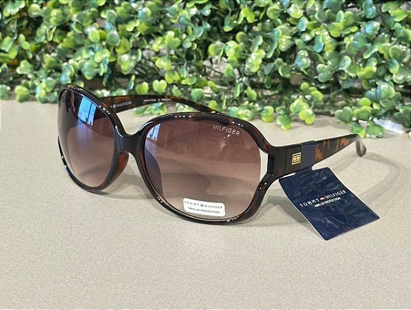 Óculos de Sol Feminino, Modelo WPOL33, Marrom Tartaruga, Tommy Hilfiger