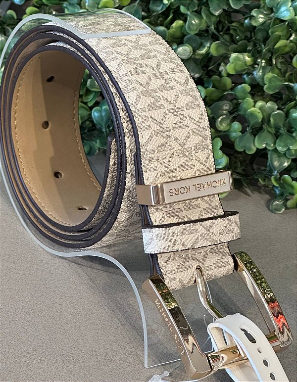 Cinto Feminino, Bege Monograma, Tamanho P, Michael Kors