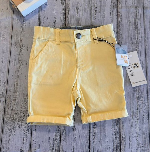 Bermuda Bebê, Algodão Amarelo Claro, Primark