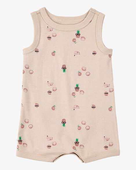 Macacão Curto de Bebê, Romper, Estampa de Cocos, Carter’s