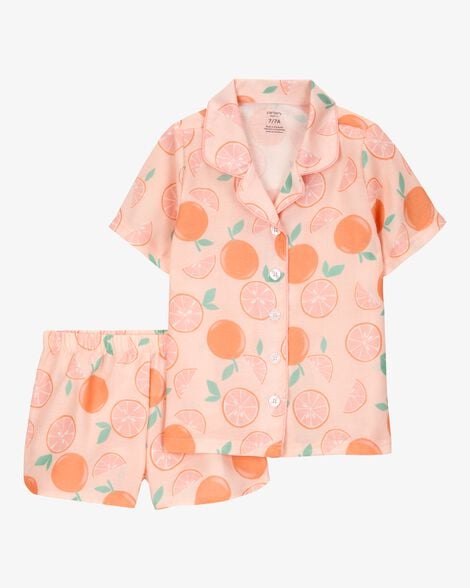 Pijama Infantil 2 Peças, Estampa Laranja, Carter’s
