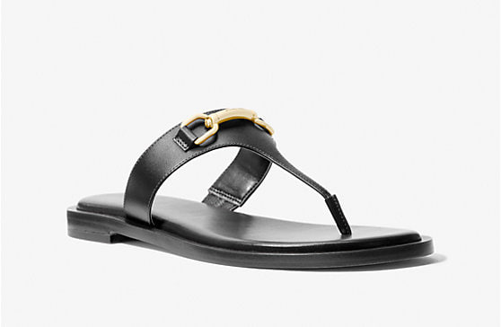 Sandália Feminina, Carson Leather Sandal, Black, Tamanho: 37, Michael Kors