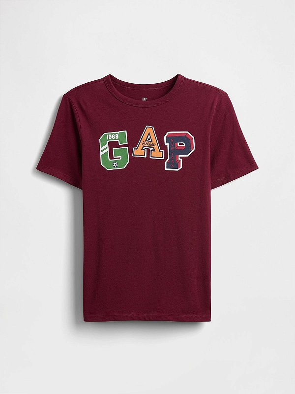 Camiseta Infantil Logo, Vinho, GAP