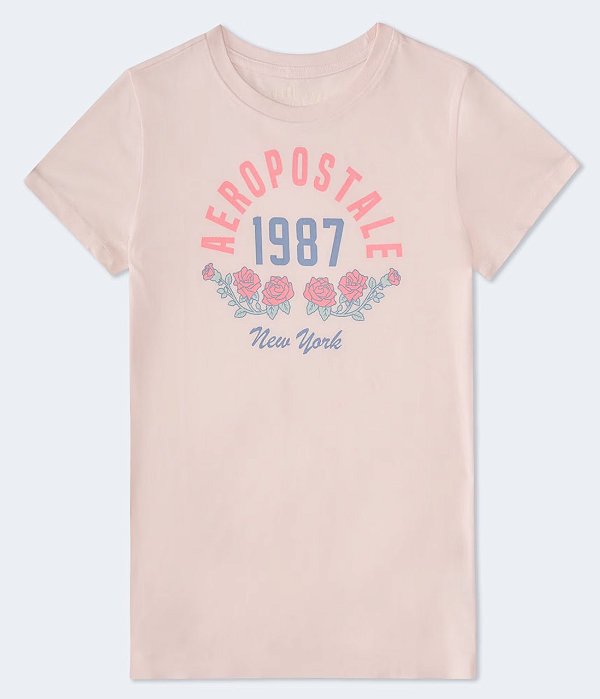 Camiseta Feminina, 1987 Roses, Rosa Pink Flambe, Aeropostale
