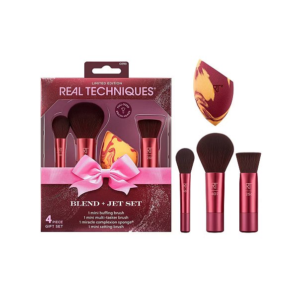 Kit de Pincéis para Maquiagem, Blend and Jet Set, 4 Peças, Real Techniques