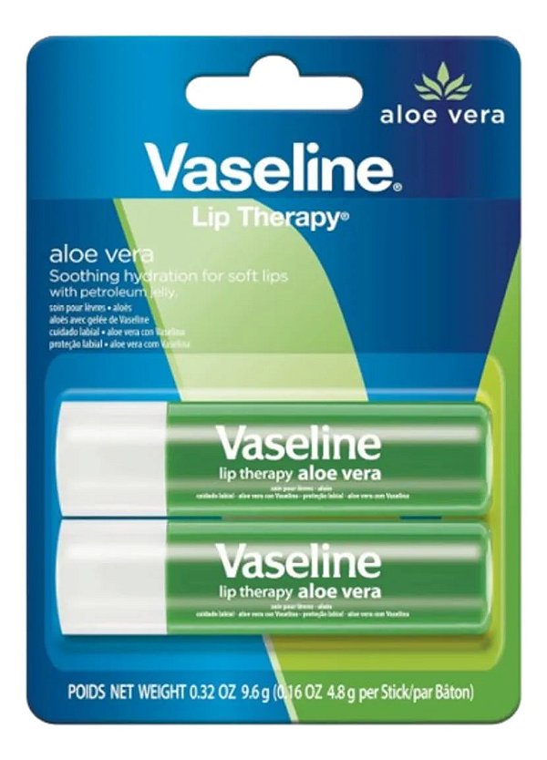 Hidratante Labial, Lip Therapy Aloe Vera, Kit com 2 Unidades, Vaseline