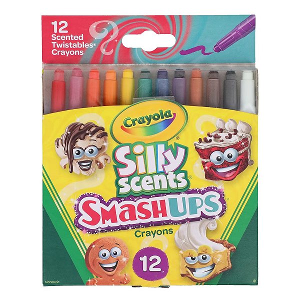Giz de Cera Aromatizado Giratório, Silly Scents SmashUps Twistables, 12 Unidades, Crayola