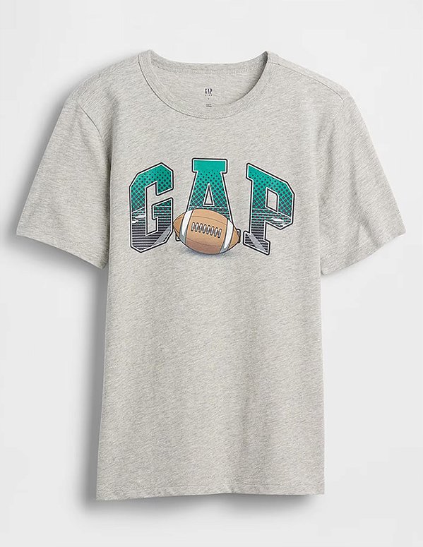 Camiseta Infantil, Cinza Futebol Americano, Logo Graphic Tee, Gap