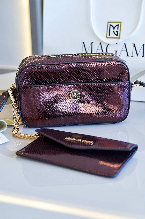 Bolsa Tiracolo 2 em 1, Maisie Small Pebbled Camera Bag, Oxblood, Michael Kors