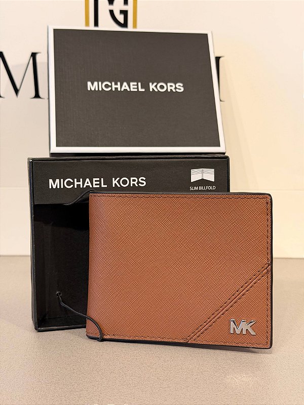 Carteira Masculina Slim Billfold, Marrom Luggage, Michael Kors