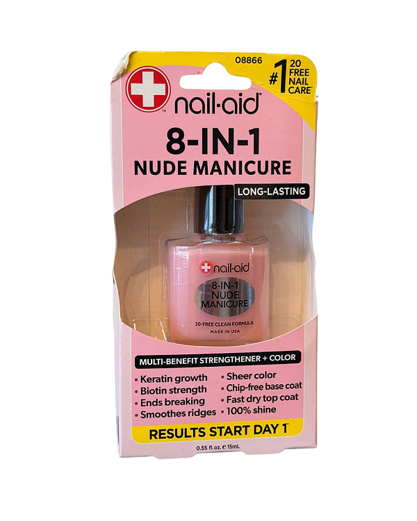 Base Fortalecedora para Unhas, 8 in 1 Nude Manicure, Nail Aid