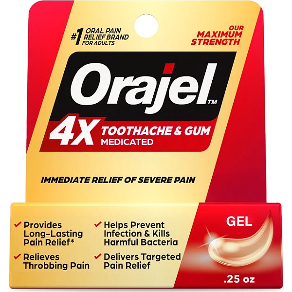 Gel para Dor de Dente e Gengiva, 4X Medicated Toothache & Gum Gel, Orajel