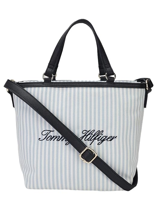 Bolsa Alça Dupla, Azul Listras, Tommy Hilfiger