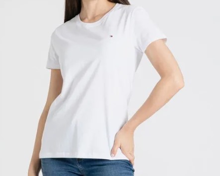 Camiseta Feminina, Branca com Logo, Tommy Hilfiger