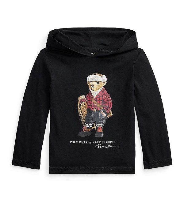 Camiseta Manga Longa Infantil Polo Bear, Preta, Polo Ralph Lauren