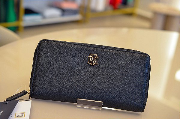 Carteira Feminina com Logo, Preta, Tommy Hilfiger