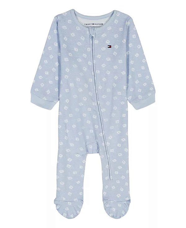Macacão Bebê com Pezinhos, Logo Print Footed Coverall, Tommy Hilfiger