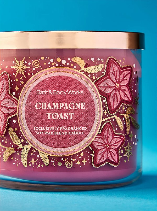 Vela Perfumada 3 Pavios, Champagne Toast, 411g, Bath & Body Works