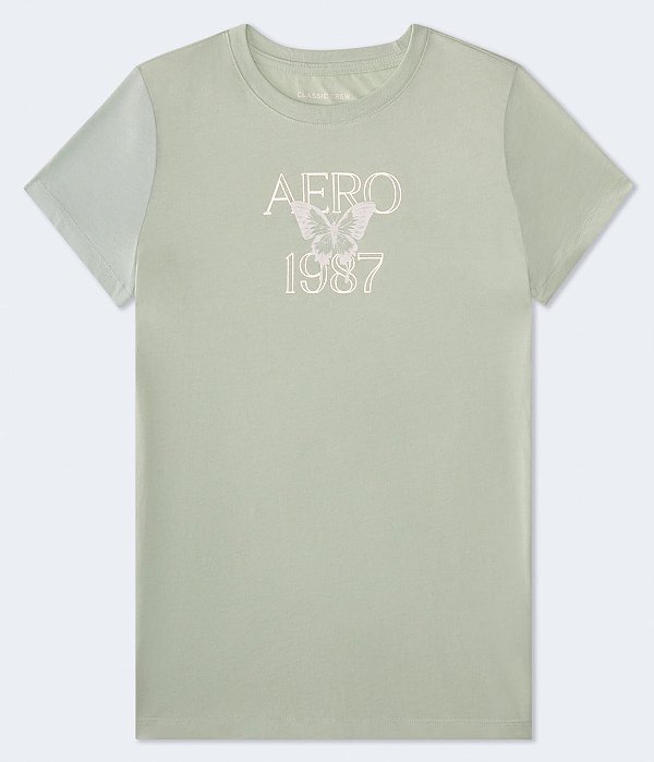 Camiseta Feminina, Verde Borboleta, Aéropostale