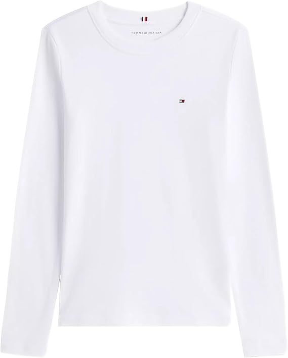 Camiseta Feminina Manga Longa, Branca com Logo, Tommy Hilfiger