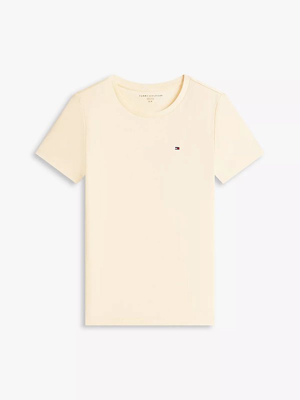 Camiseta Feminina, Amarelo Claro com Logo, Tommy Hilfiger