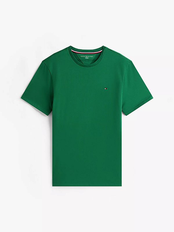 Camiseta Masculina, Verde Escuro com Logo, Tommy Hilfiger