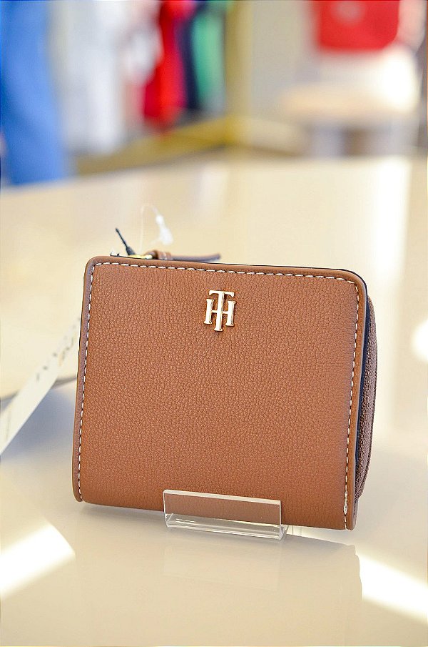 Carteira Compacta Feminina, Caramelo, Tommy Hilfiger