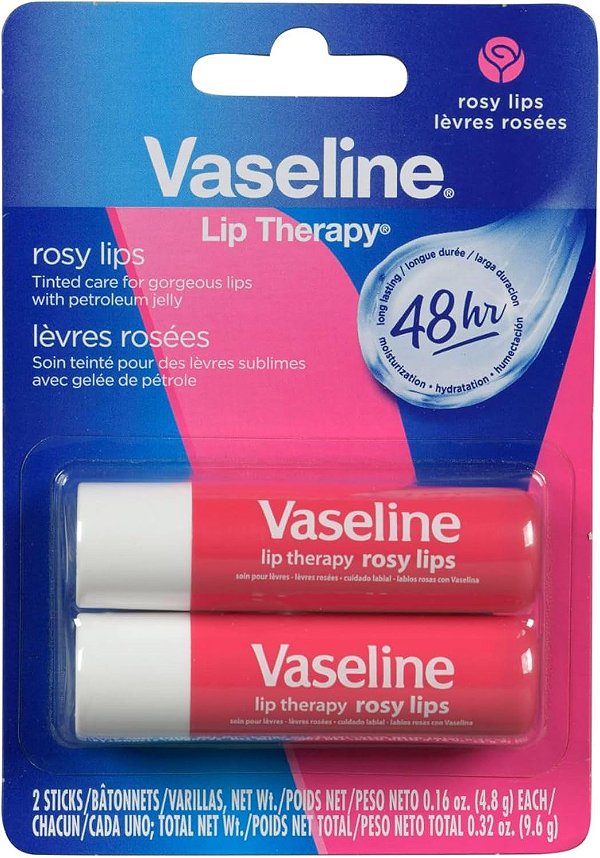 Hidratante Labial, Lip Therapy Rosy Lips, Kit com 2 Unidades, Vaseline