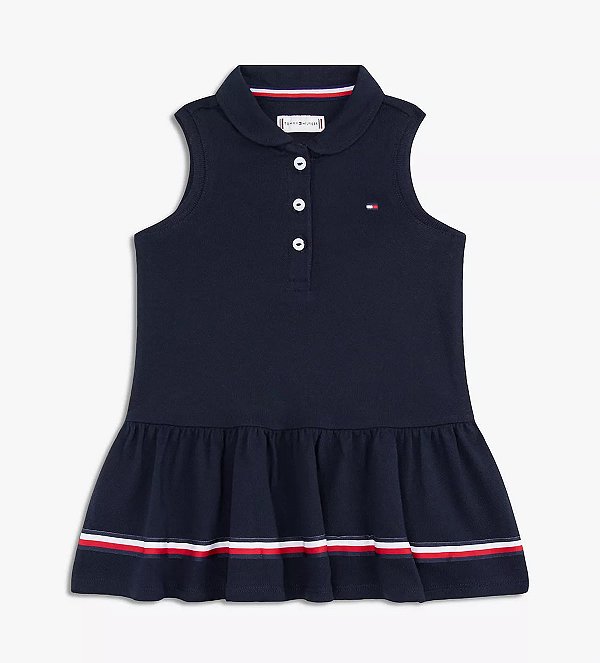 Vestido Polo Cavado Bebê, Azul Marinho, Tommy Hilfiger