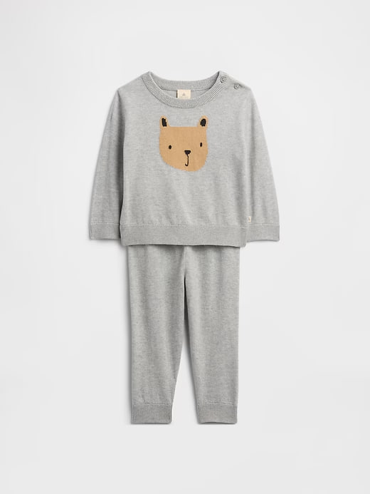 Conjunto Suéter Bebê, Cinza Urso Brannan, GAP