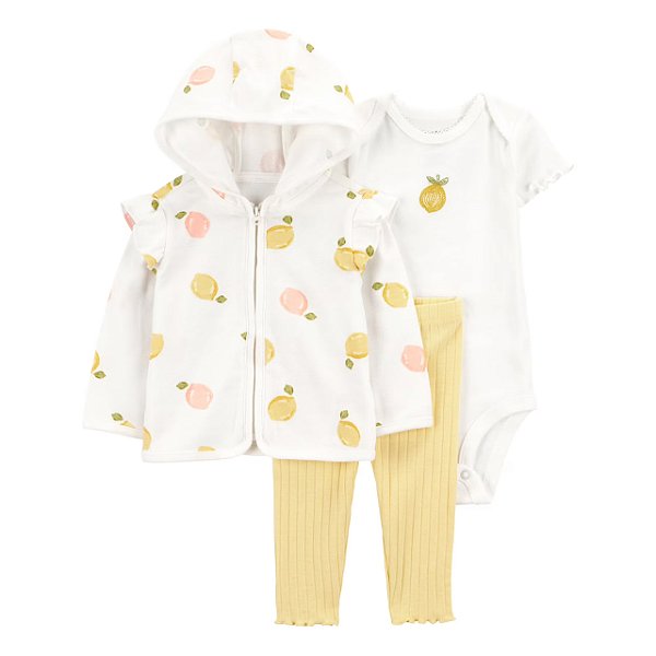 Conjunto de Bebê 3 Peças com Casaco Estampado, Body e Calça, Child of Mine by Carter’s