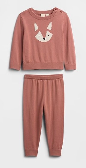 Conjunto Suéter Bebê, Rosa Queimado Raposa, GAP