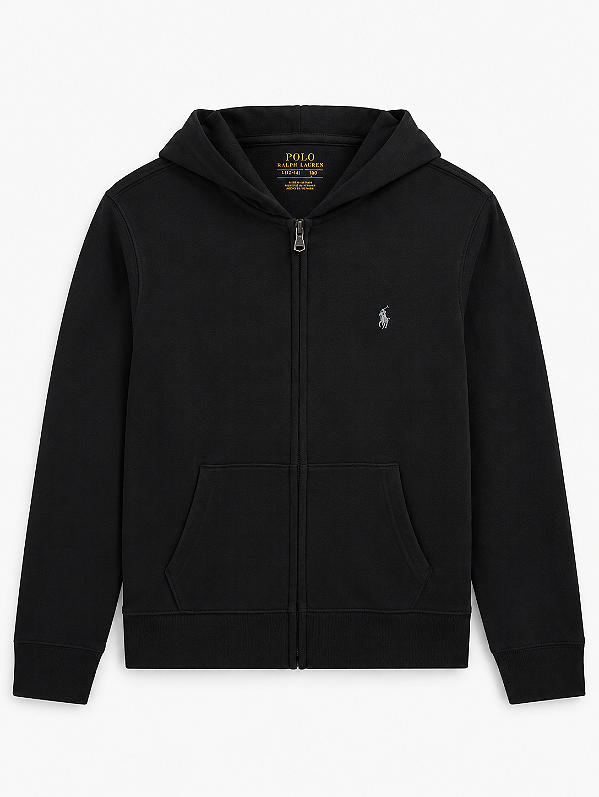 Moletom Infantil Tecido Duplo com Zíper, Preto, Polo Ralph Lauren