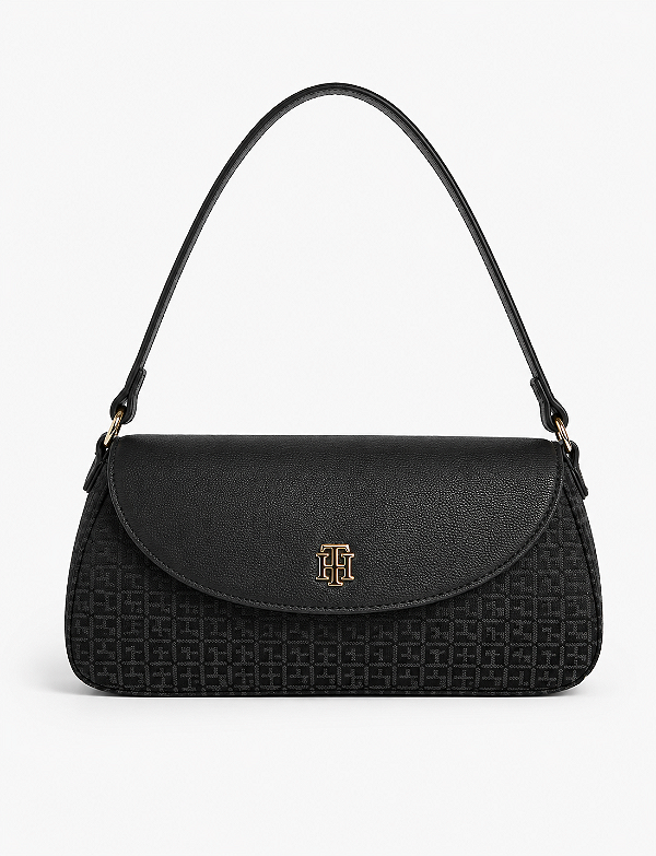 Bolsa Shoulder Bag, Preta Monograma, Tommy Hilfiger