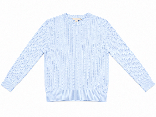 Suéter Feminino Tricot Trançado, Azul Claro, Calvin Klein